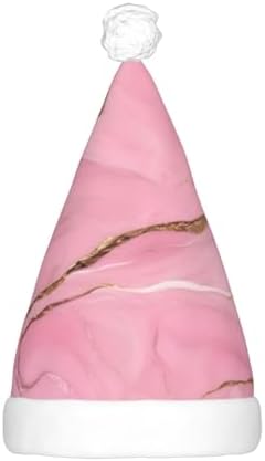 Pink Marble Texture Christmas Hat with LED Lights