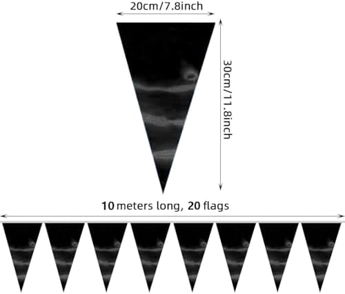 40M Black Triangle Pennant Banner Set for Events