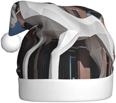 Unicorn Building Print Christmas Santa Hat Plush