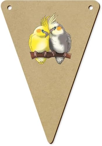 5 Pack Cockatiel Pair Wooden Bunting Flags