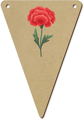 5pcs Single Carnation Flower Wooden Bunting Flags