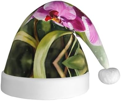 Orchid Print Christmas Santa Hat Plush for Adult