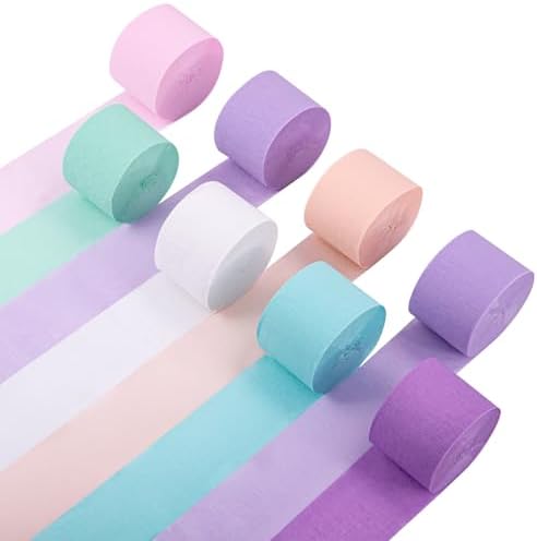 Riqiaqia Streamers Party Decorations 8 Rolls Purple Blue Mint White
