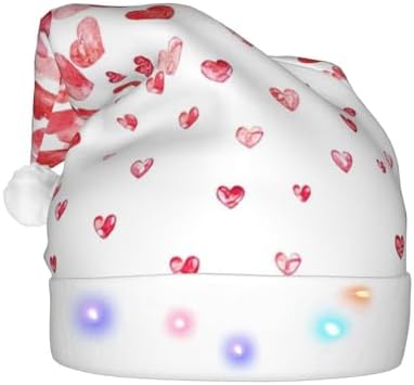Falling Red Hearts Christmas Hat with LED Lights