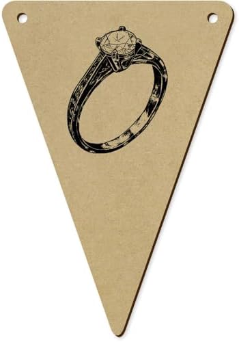 Azeeda 5 Pack 140mm Wooden Bunting Flags Wedding Ring
