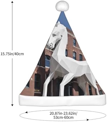 Unicorn Building Print Christmas Santa Hat Plush