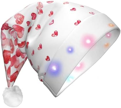 Falling Red Hearts Christmas Hat with LED Lights