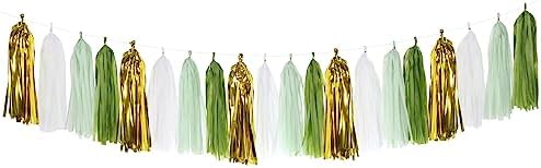 Sage Olive Green Gold Tassel Garland 20pcs
