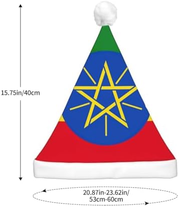 Ethiopia Flag Print Christmas Santa Hat with LED Lights