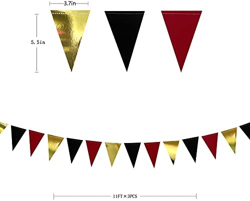 30 Ft Red Black Gold Party Banner Garland Decor