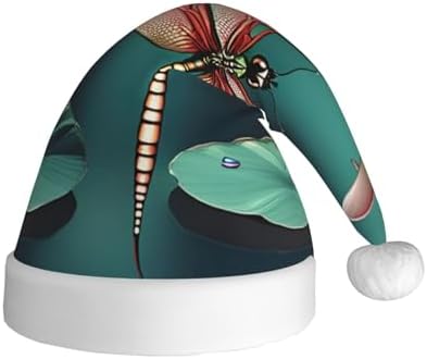 Dragonfly Water Lily Christmas Santa Hat Plush Funny Adult Party Wear