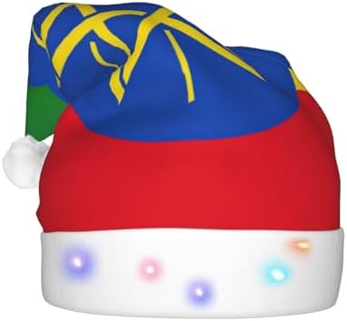 Ethiopia Flag Print Christmas Santa Hat with LED Lights