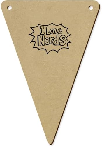 5 x 140mm I Love Nerds Wooden Bunting Flags