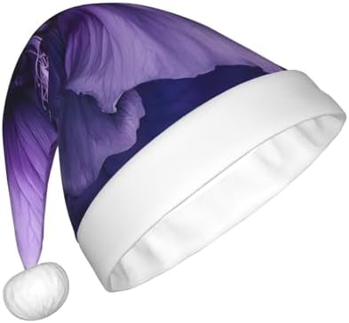 Purple Print Christmas Santa Hat Plush Funny for Adults