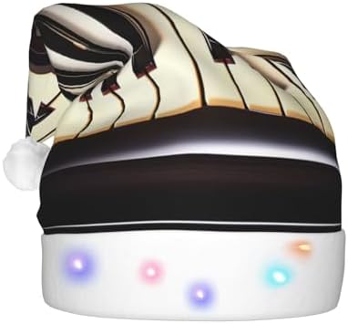 Piano Keys Musical Notes Print Christmas Hat with LED Lights