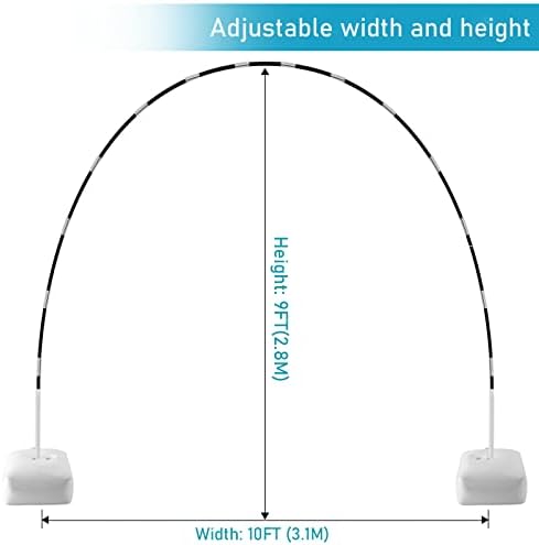 Improved Balloon Arch Kit 10ft Wide 9ft Tall Adjustable Stand