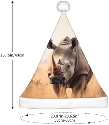 Animal Rhino Print Christmas Santa Hat Plush for Adults