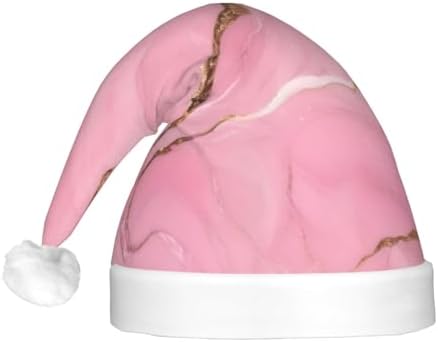 Pink Marble Texture Christmas Hat with LED Lights