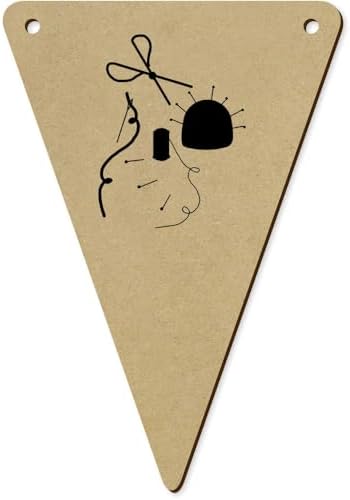 Azeeda 5pcs 140mm Wooden Bunting Flags Essentials for Sewing