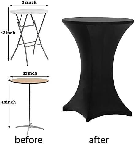 Tinas 4 Pack 32x43 Inch Highboy Spandex Table Cover Black