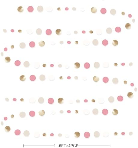 Champagne Gold Dusty Pink Circle Dot Garland