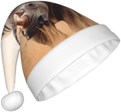 Animal Rhino Print Christmas Santa Hat Plush for Adults