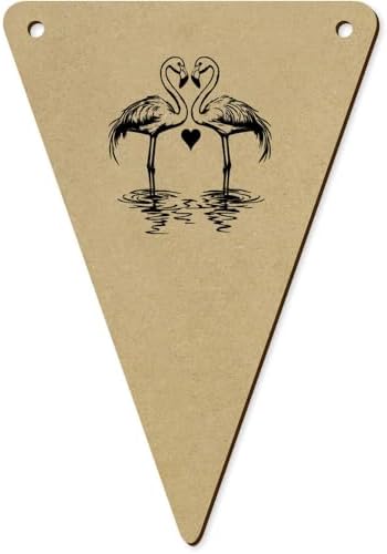 5 Pair Flamingos with Heart Wooden Bunting Flags
