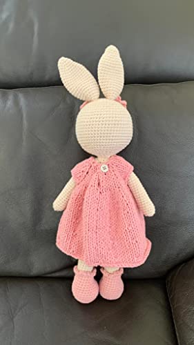 Bunny Girl Pink Dress Handmade Crochet Plushie Doll