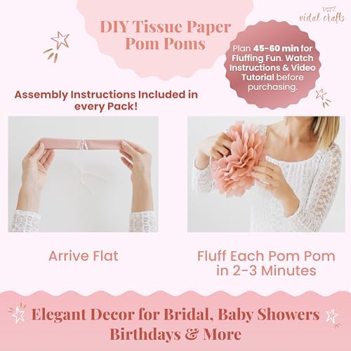 Vidal Crafts 20-Piece Boho Tissue Paper Pom Poms