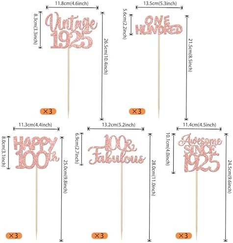 15PCS Rose Gold Birthday Centerpiece Sticks