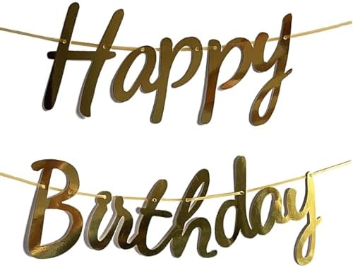Happy Birthday Cat Banner Garland with Gold Sign