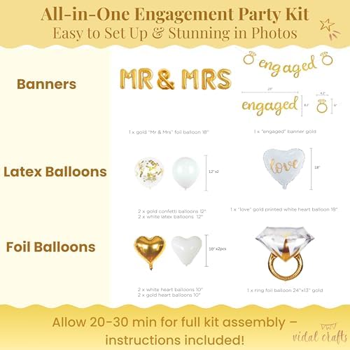 Vidal Crafts Gold Engagement Party Decorations