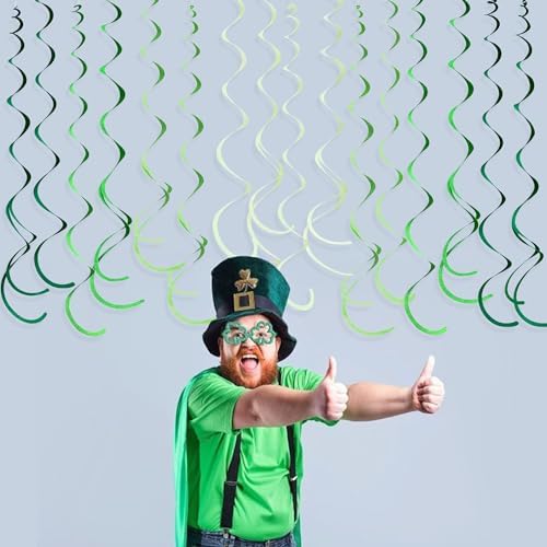 36Pcs Ombre Green Felt Swirl Streamer Ceiling Garland