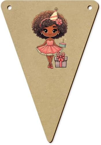 5 x 140mm Cute Party Girl Wooden Bunting Flags