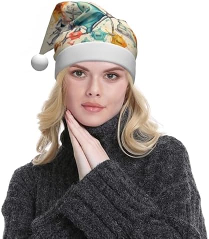 Chemistry Print Christmas Santa Hat Plush Funny Party Adult Headwear