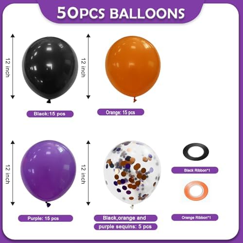 Halloween Balloons Kit 50 Pcs 12 Inch Decor