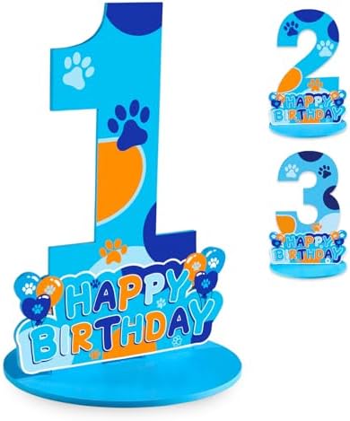 Dog Paw 1st Birthday Centerpiece Number Sign Decorations