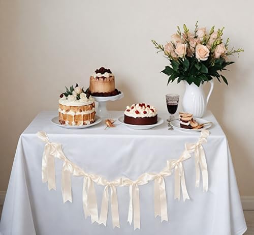 White Bow Garland for Bachelorette Party Decor