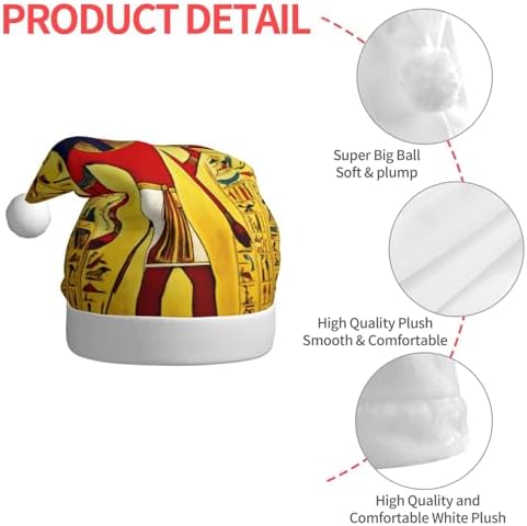 Ancient Egypt Design Christmas Santa Hat Plush for Adults