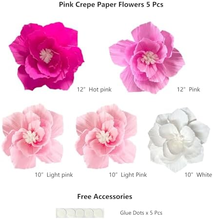 ANSOMO Pink Paper Flowers Artificial Crepe Tissue Wall Decor