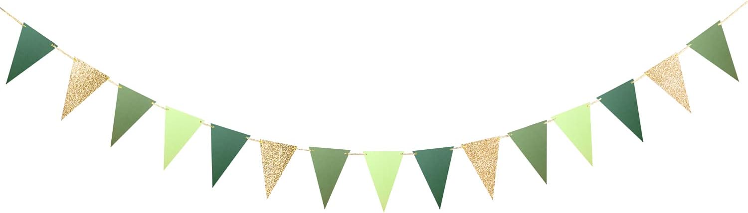 Letjolt Green Triangle Banner Decoration for Birthday and Party