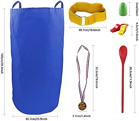 28PCS Potato Sack Race Bags with Gold Medals and Whistles