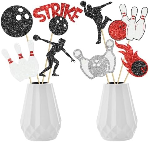 Bowling Party Centerpiece Sticks 16PCS Glitter Decorations
