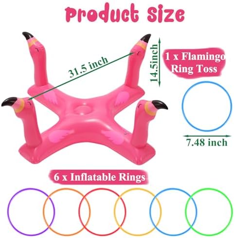 Inflatable Pool Ring Toss Game with 6Pcs Rings