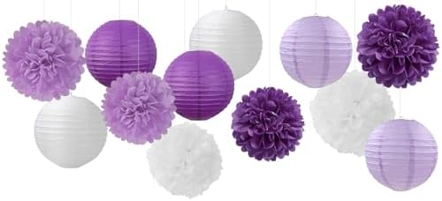 Purple White Lavender Decorations 15PCS Party Kit