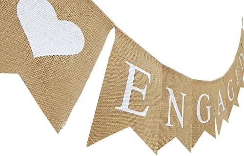 Engaged Burlap Banner Rustic Engagement Party Decorations