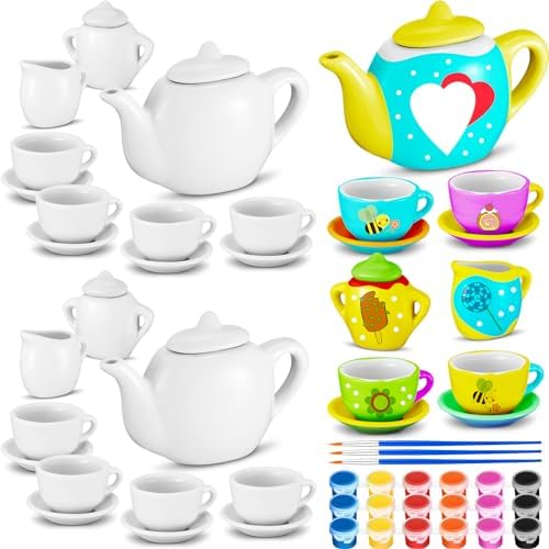 PullCrease 45 Pcs Paint Your Own Tea Kit for Kids