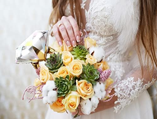 4pcs Diamond Engagement Ring Mylar Balloons for Wedding Parties