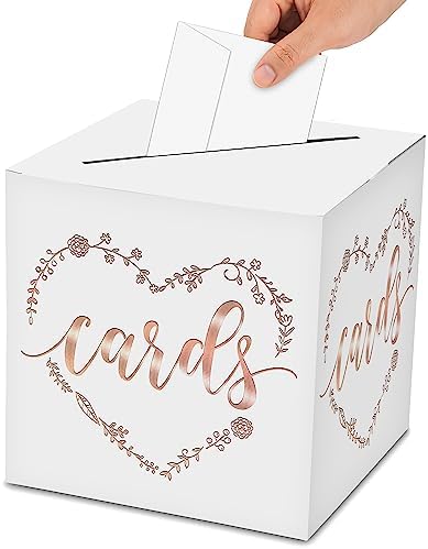 Classic Heart Elegant Card Box - 1 Set Rose Gold