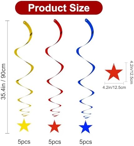 BEISHIDA 15 Piece Gold Star Streamer Decorations